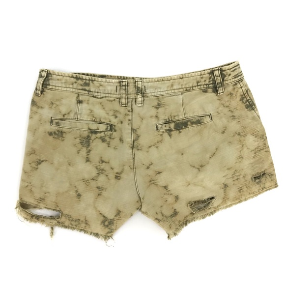 Free People Shorts Distressed Green Tie Dye - Picture 2 of 7